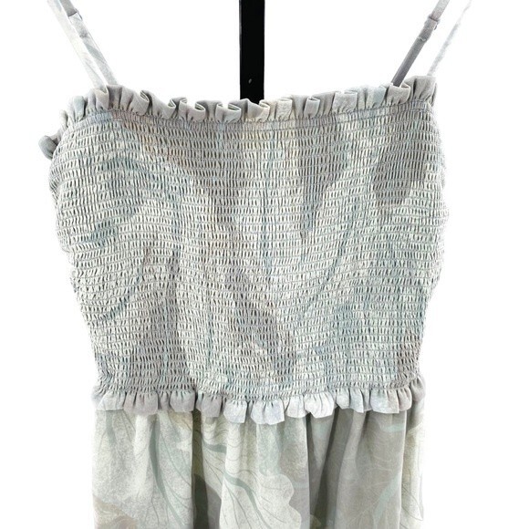 Aritzia Wilfred Size XXS Catamaran‎ Ruffle Mini Dress Silver Sage Green Coquette - Picture 3 of 9